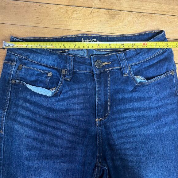 Indigo Rein, Dark Blue Wash Jeans Shark Bite Raw Cut Ankle Junior Women’s 9 - Picture 2 of 12